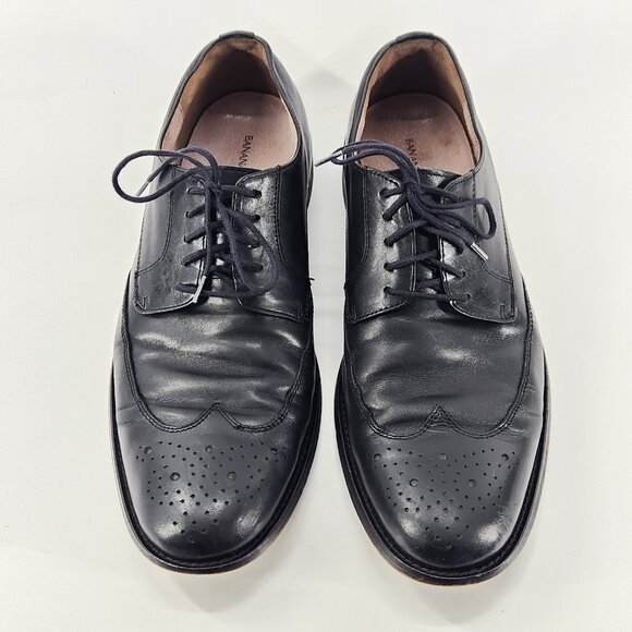 Banana Republic Mens Oxfords Size 9.5 Black Brogue Cap Toe Dress Shoes Italian main image 4